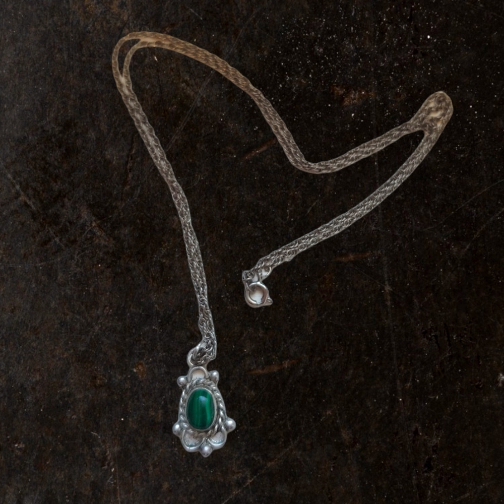 Vintage Bisbee Bob Silver & Malachite Necklace